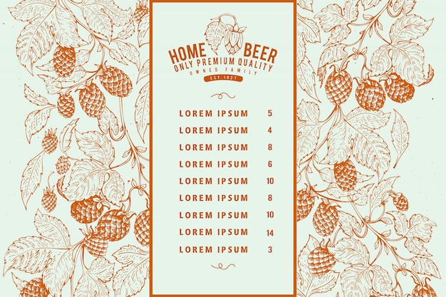 Modello di progettazione di menu di birra