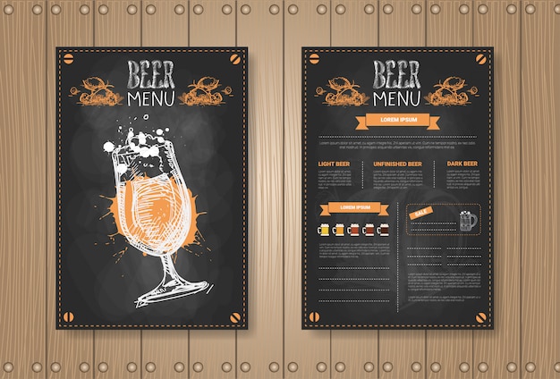 Menu di birra scenografia per ristorante cafe pub col gesso