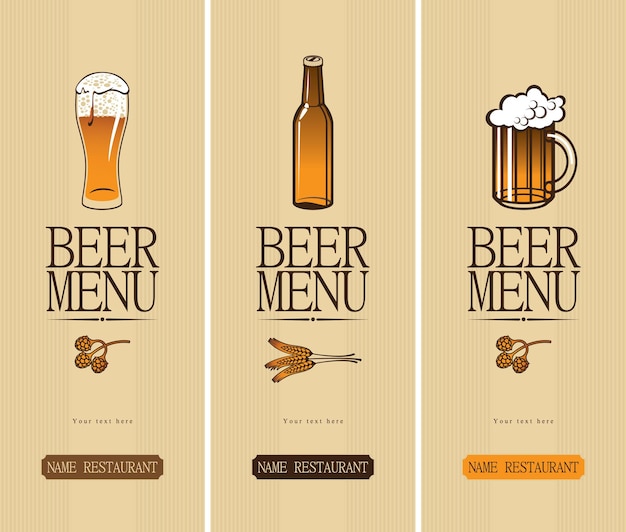 Beer menu with glass and bottle