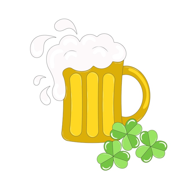 Beer Mug and Clover Leaves St Patricks Day