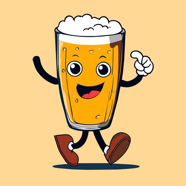 Beer mug hand drawn flat stylish cartoon sticker icon concept isolated illustration