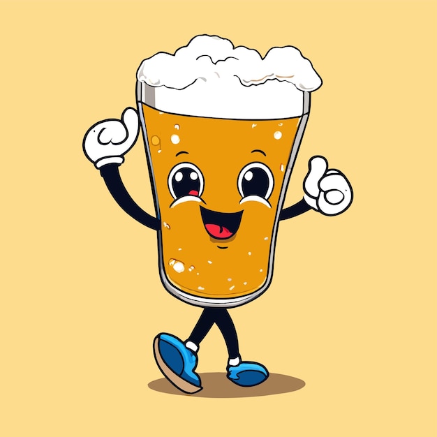 Beer mug hand drawn flat stylish cartoon sticker icon concept isolated illustration