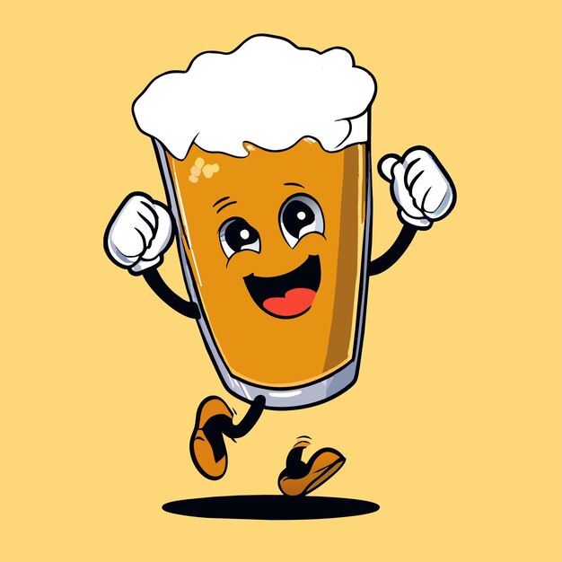 Beer mug hand drawn flat stylish cartoon sticker icon concept isolated illustration