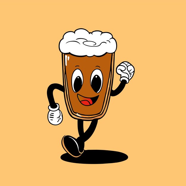 Beer mug hand drawn flat stylish cartoon sticker icon concept isolated illustration