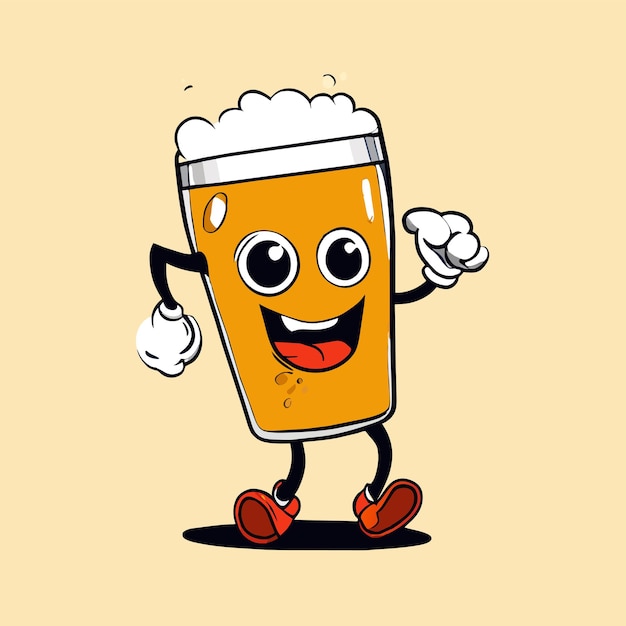 Beer mug hand drawn flat stylish cartoon sticker icon concept isolated illustration