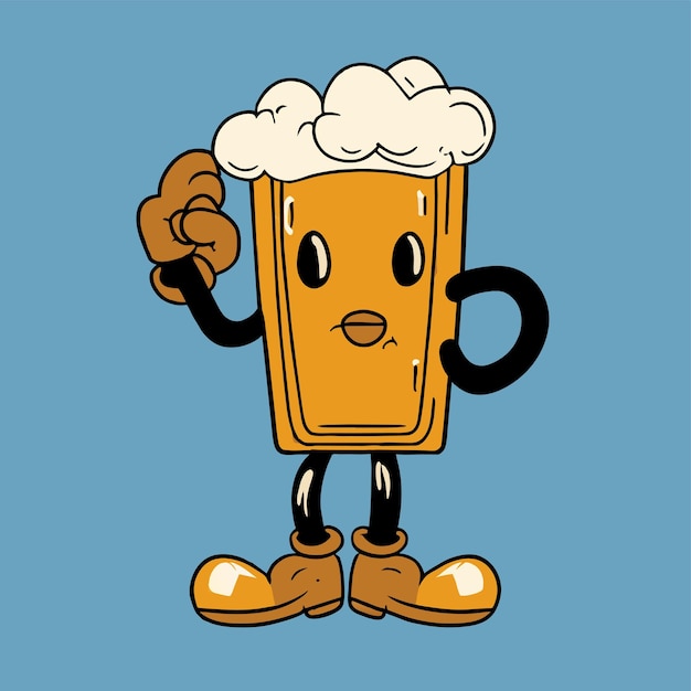 Vector beer mug hand drawn flat stylish cartoon sticker icon concept isolated illustration