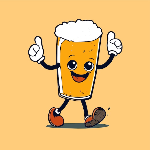 Vector beer mug hand drawn flat stylish cartoon sticker icon concept isolated illustration