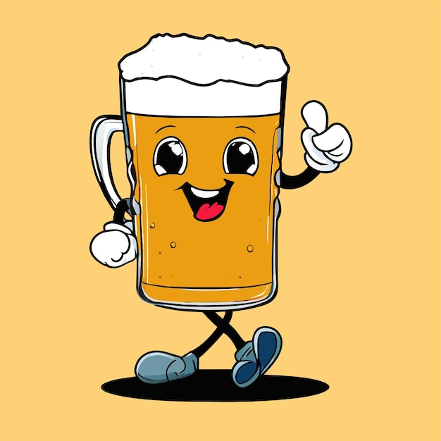 Beer mug hand drawn flat stylish cartoon sticker icon concept isolated illustration