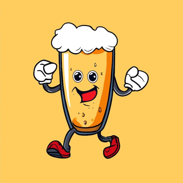 Vector beer mug hand drawn flat stylish cartoon sticker icon concept isolated illustration