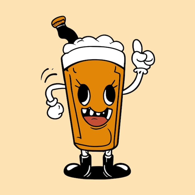 Vector beer mug hand drawn flat stylish cartoon sticker icon concept isolated illustration