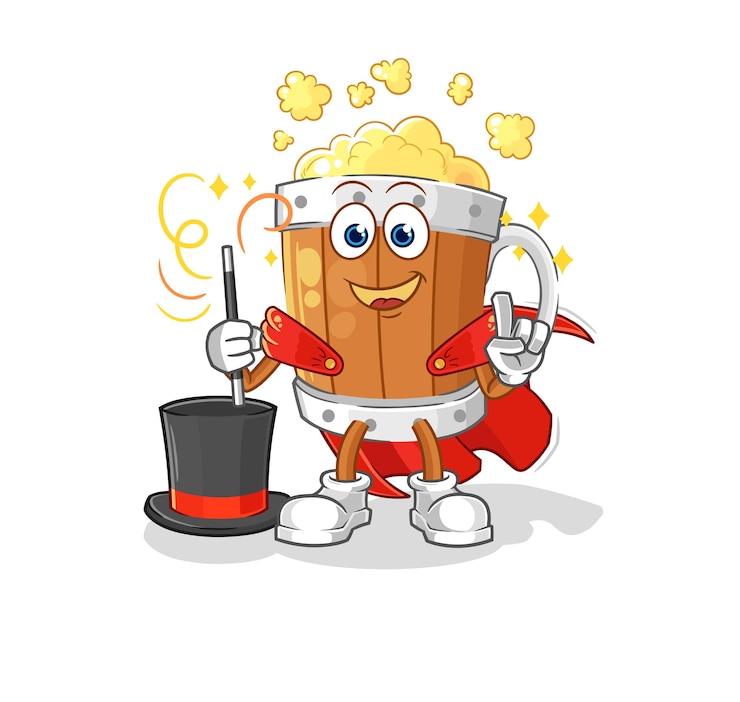 Vector beer mug magician illustration character vector