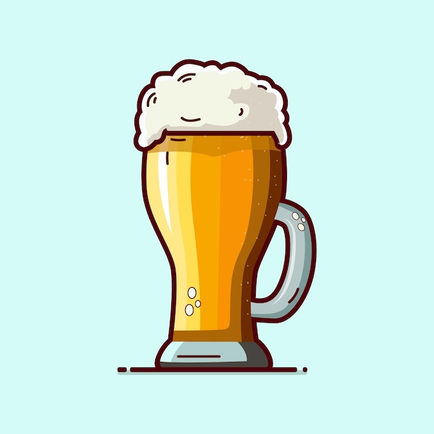 Beer mug vector illustration with foam to celebrate traditional festival Oktoberfest and beer day