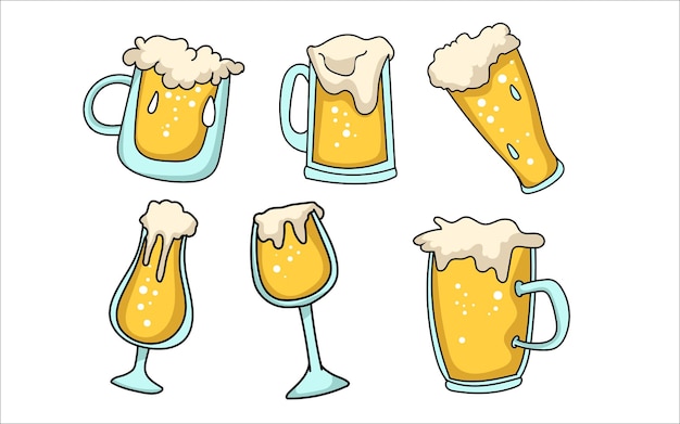 Clipart stabilito di vettore del boccale di birra