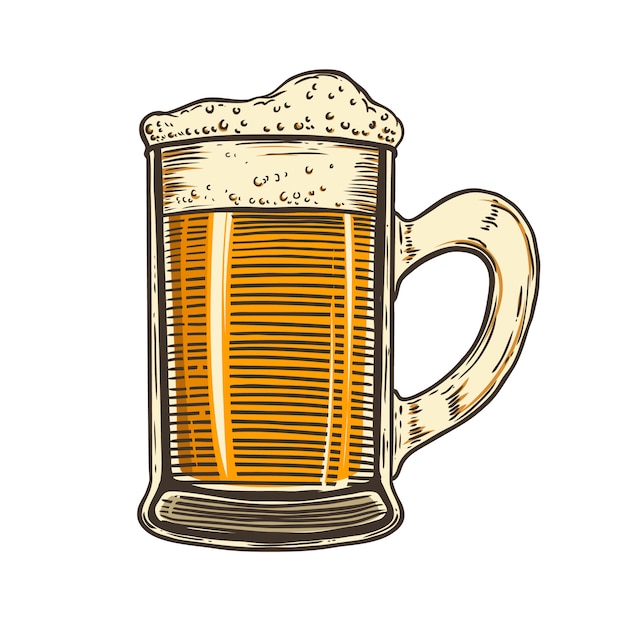 Beer mug  on white background.  element for poster, card, emblem, logo.  illustration