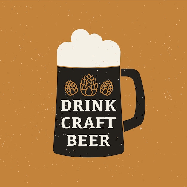 Пивная кружка с текстом Craft Beer Дизайн плаката