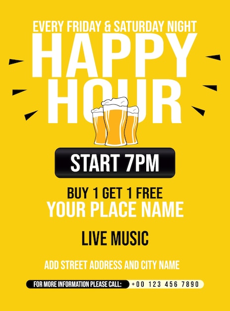 Vettore birra notte festa happy hour poster volantino social media post design