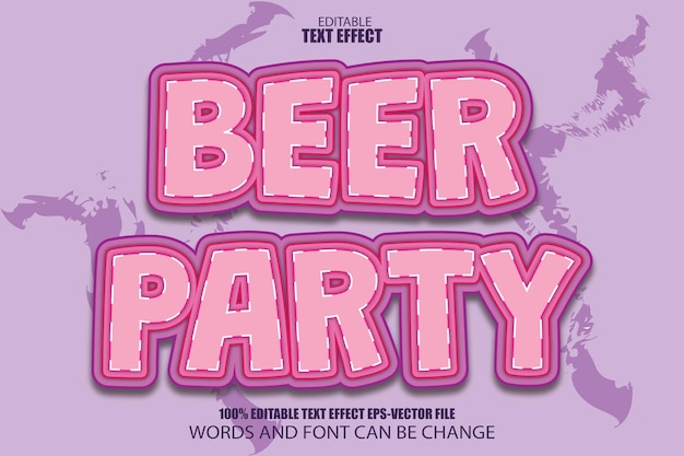 Beer Party Editable Text Effect 3D Cartoon Style