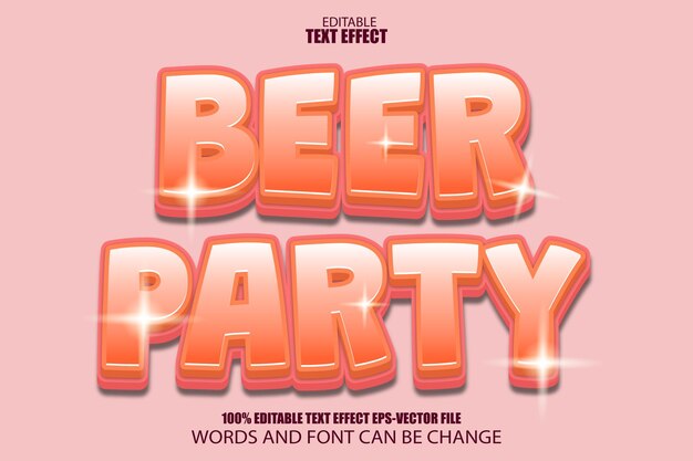 Beer party editable text effect 3d flat gradient style