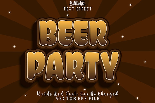 Beer Party Editable Text Effect Emboss Cartoon Style