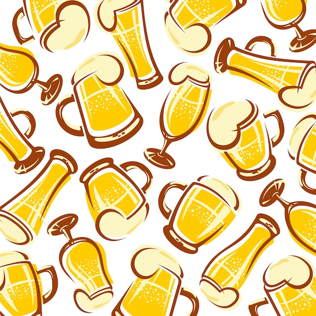 Beer pattern background set Collection icon beer Vector