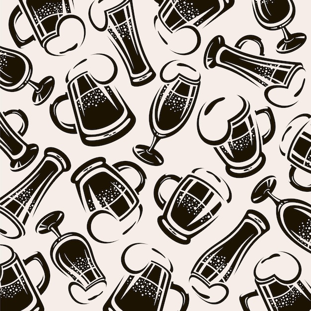 Beer pattern background set Collection icon beer Vector