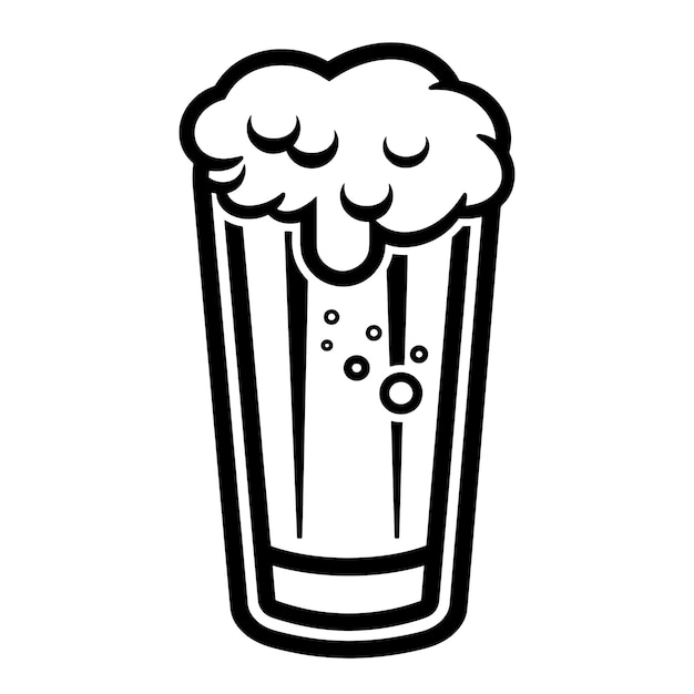 Beer Pint Glass line art Vector on a white background