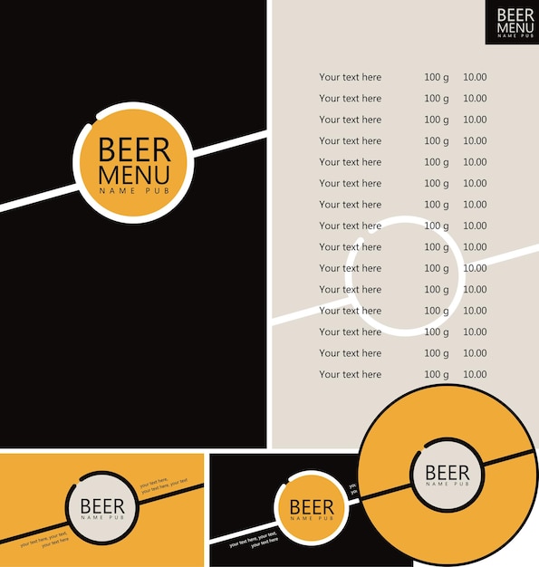 Vector beer pub menu set