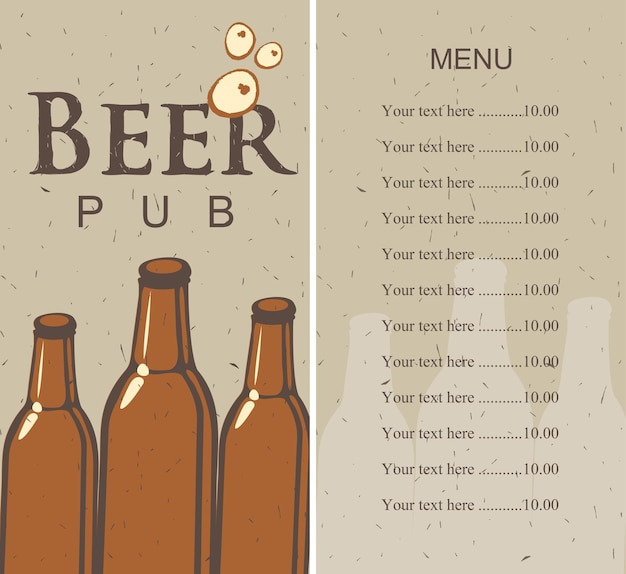 Menu birreria con prezzi