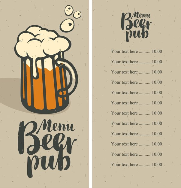 Beer pub menu