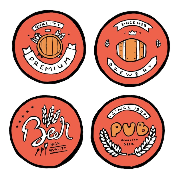 Beer pub stickers or emblems