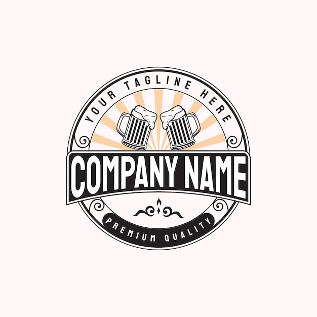 Beer retro vintage logo design