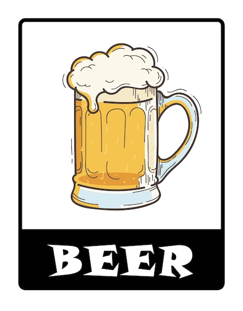 Vector beer shop icon drawing by illustration beer shop sign beer available symbol drawing