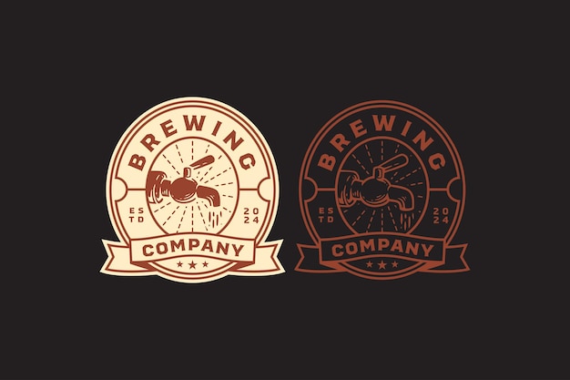 beer tap classic logo design for bar and brewing company label sign symbol or brand identity