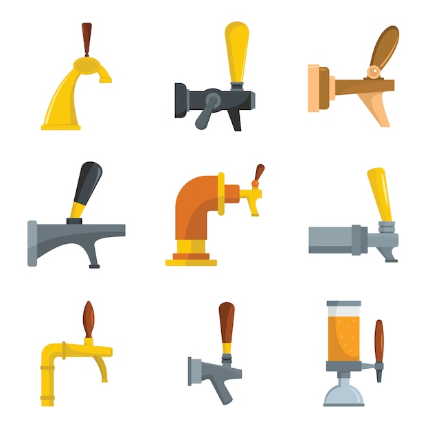 Beer tap icons set