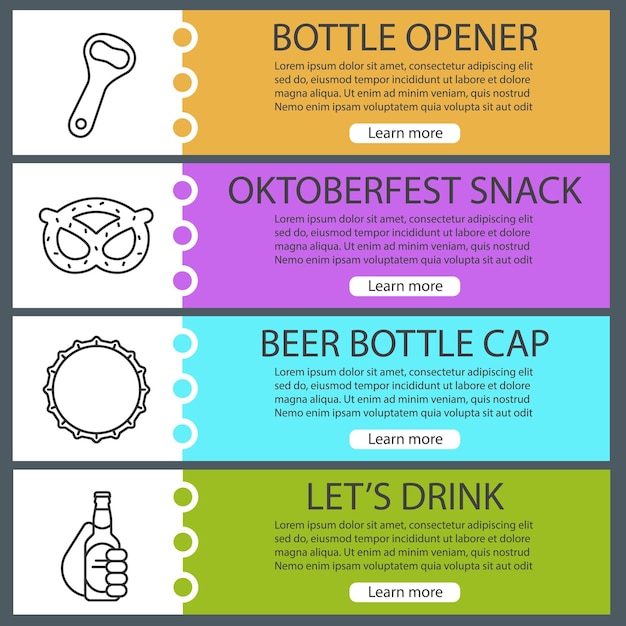 Vector beer web banner templates set