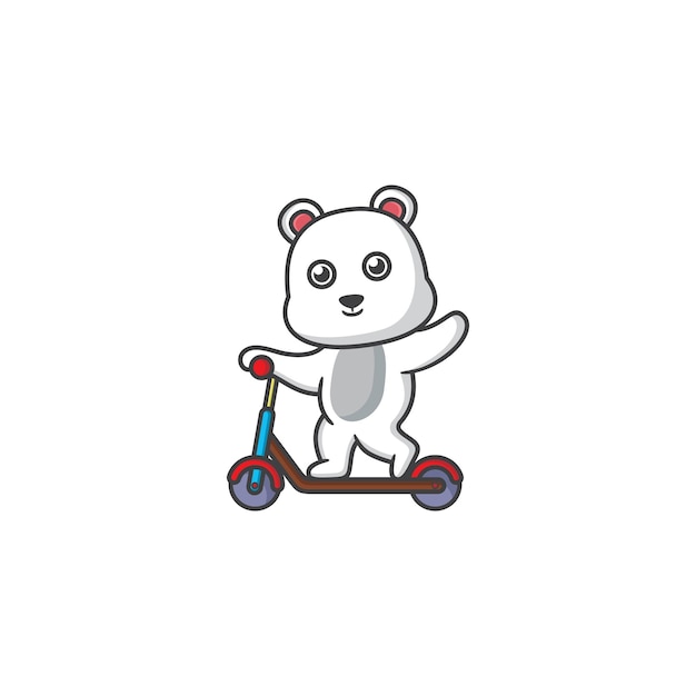 Beer witte scooter logo ontwerp mascotte