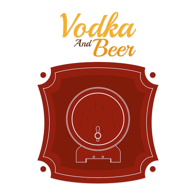 Beer wooden barrel red emblem