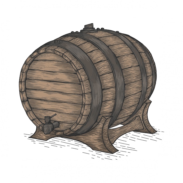 Vector beer wooden barrel