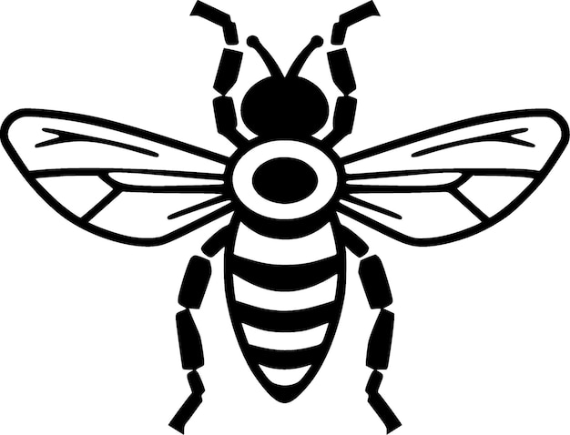 Пчелы черно-белые изолированные иконы Векторная иллюстрация