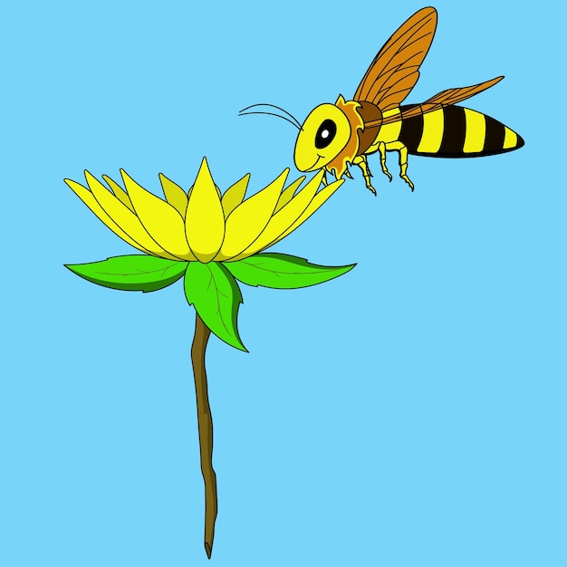 Vector bees and flowers