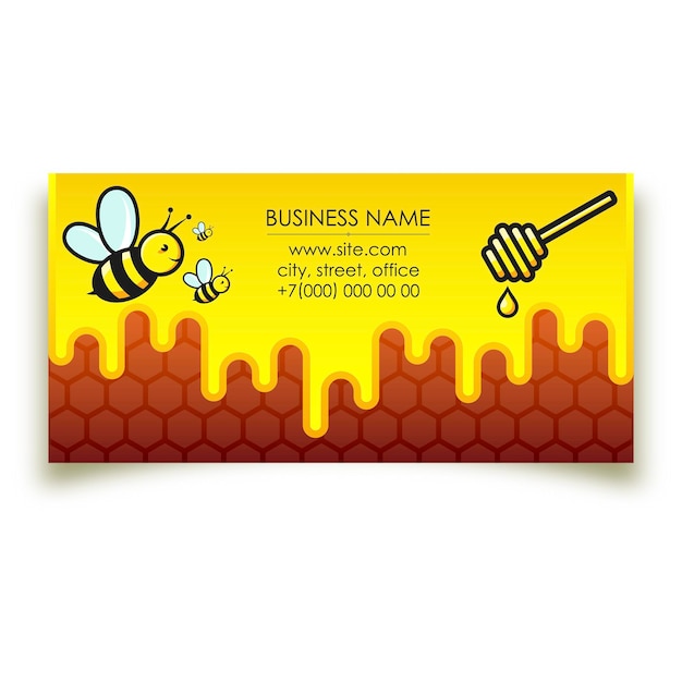 Bees and honey business card concept