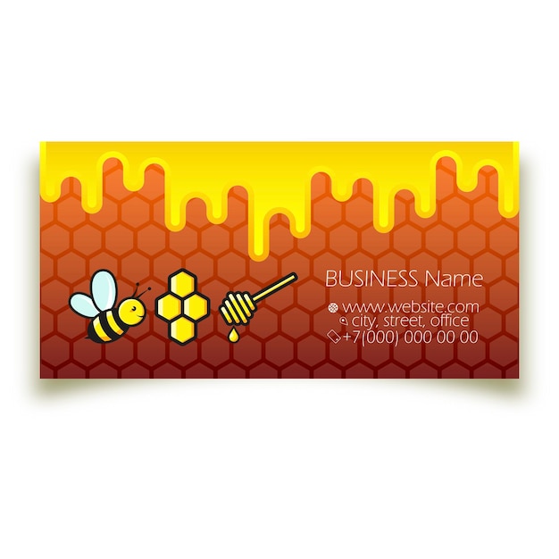 Bees and honey business card concept