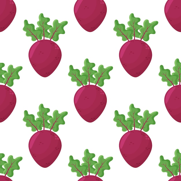 Beet root flat design seamless pattern seamless pattern with leaves and vegetable beet root