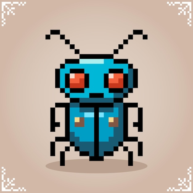 Premium Vector | Beetle in 8 bit pixel art Insect animals for game ...