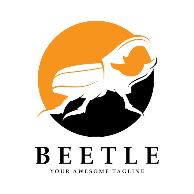 Vector beetle logo vector icon illustration design logo for emblem badge community and brand company