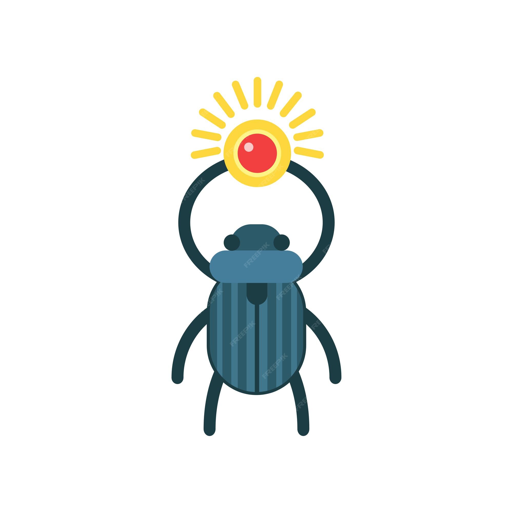 Premium Vector | Beetle scarab with sun, symbol of ancient egypt,  traditional egyptian culture vector illustration on a white background