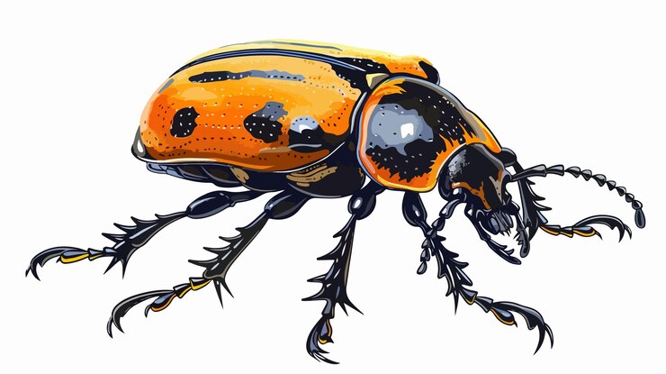Vector beetle vector isolated on white background detailed insect illustration