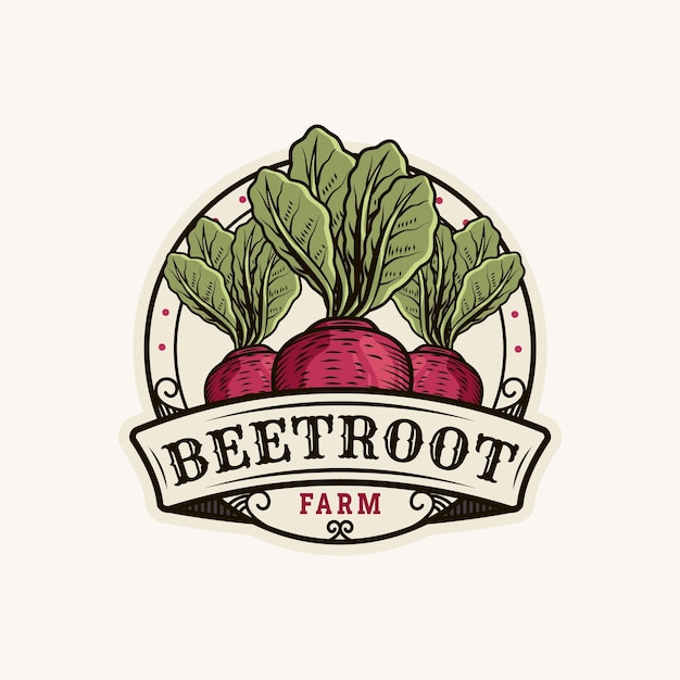 Beetroot farm vintage badge logo design inspiration