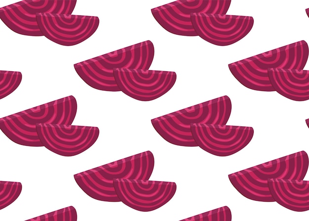 Beetroot slices gathered together isolated on a white background Seamless pattern in vector