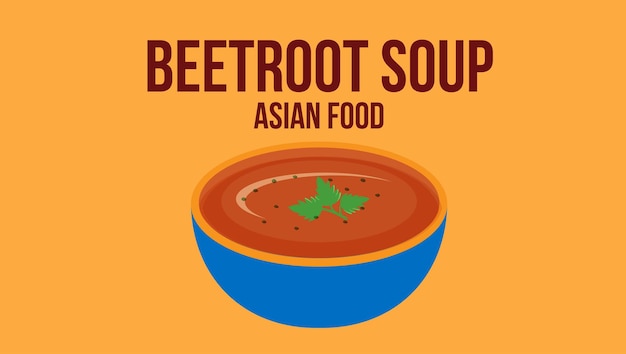 Beetroot soup Asian food vector